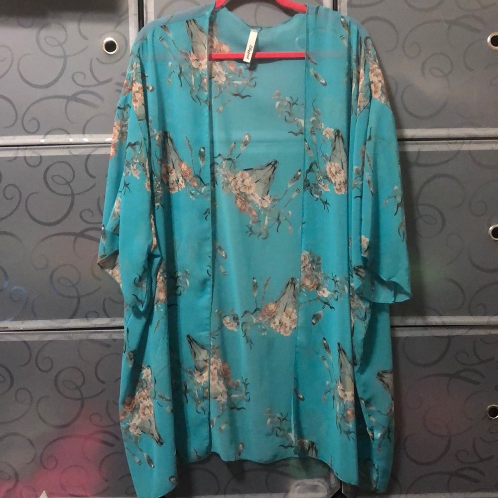 Boho Floral Skull Kimono